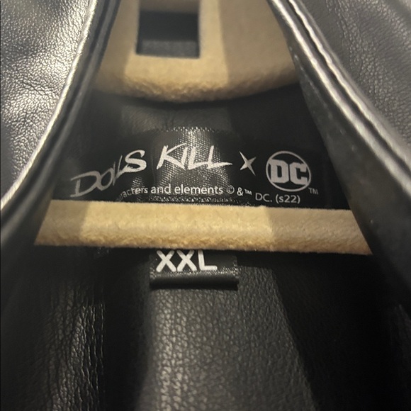 Dolls Kill Black Leather Jacket Caped Crusader - Picture 2 of 3